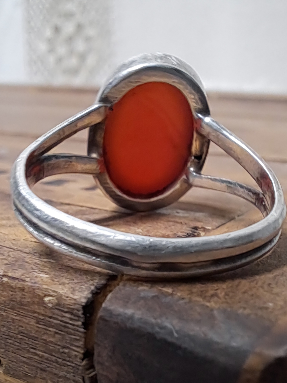 925 Sterling Silver Oval Red Carnelian Handmade Boho Vintage Jewelry - Picture 5 of 7